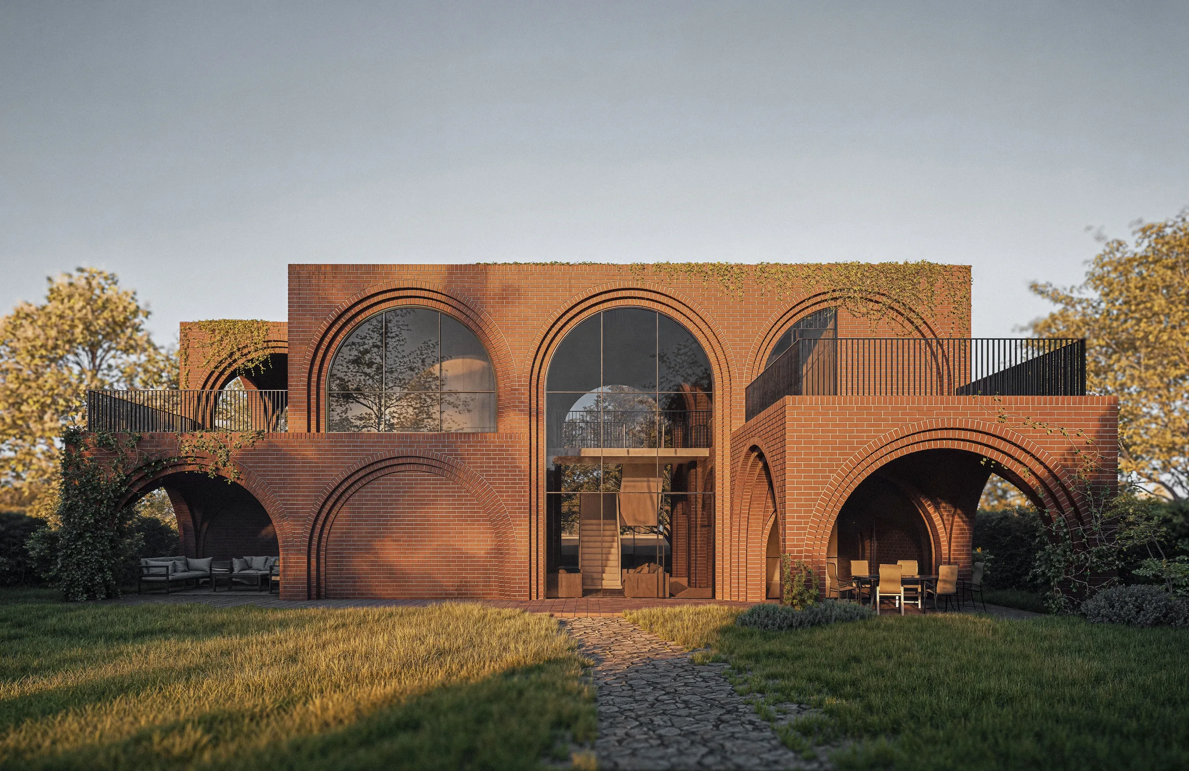 Brick House garden elevation